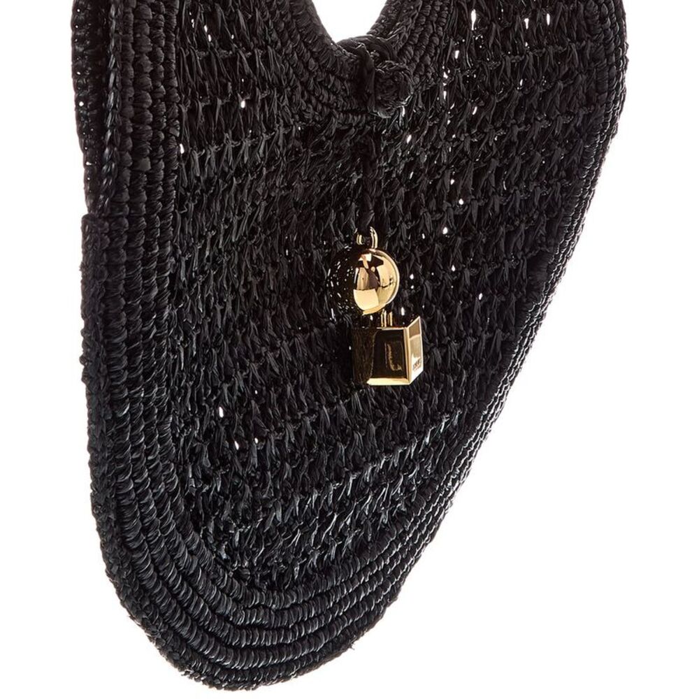 Jacquemus Spiaggia Small Raffia Round Tote, Black - Picture 3 of 4